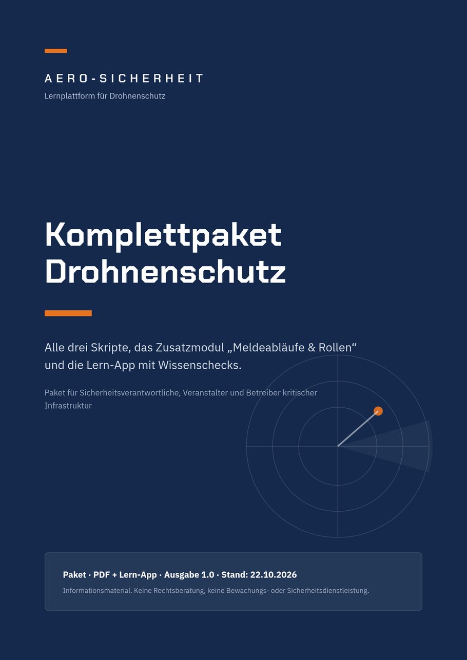 Seite 1 der Leseprobe: Titelblatt des Komplettpakets Drohnenschutz