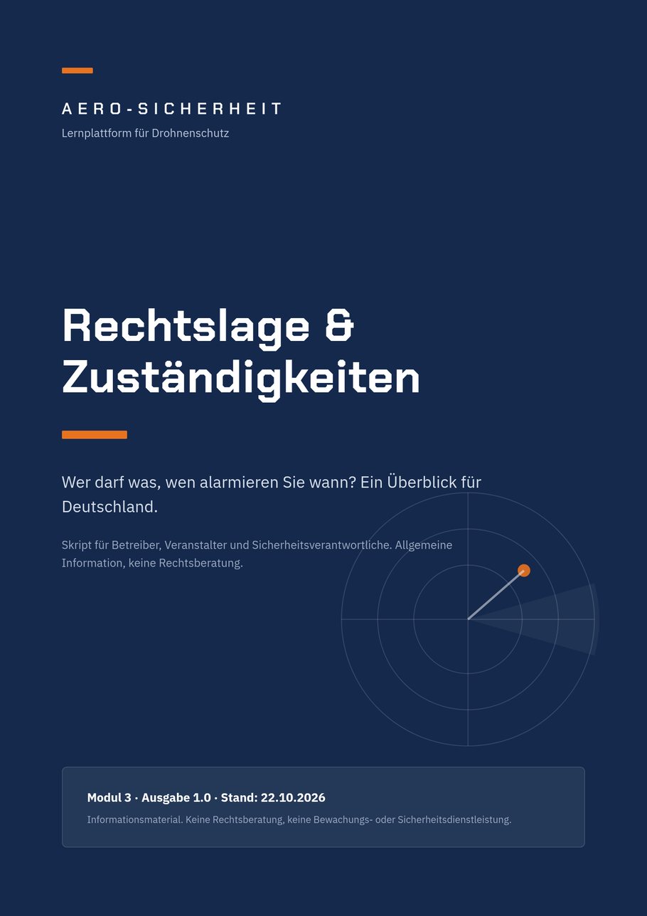 Seite 1 der Leseprobe: Titelblatt des Skripts „Rechtslage & Zuständigkeiten“